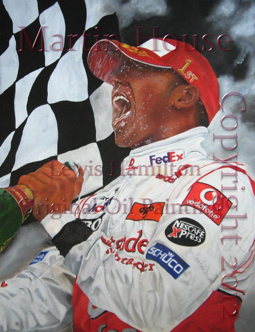 Lewis Hamilton, original oil painting by Martin House