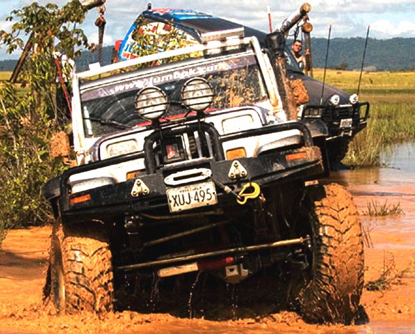 Jeeps at home in deep mud, Venezuela jungle adventure