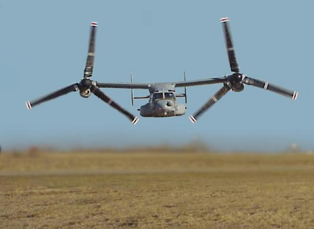 Boeing Bell Osprey transport helicopter V22 head on