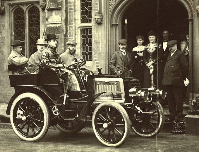 Charles Rolls driving the original Rolls Royce motor car