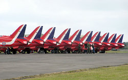 All ten Red Arrows Hawks line up ready for the display.
