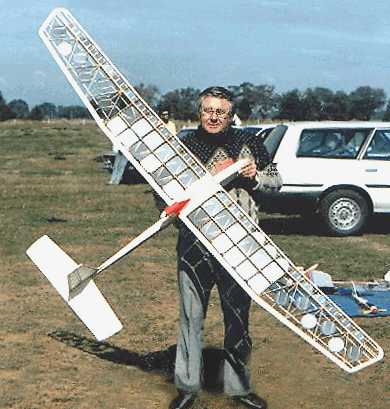 Reg Regester and his Solar Lady electric powered model plane