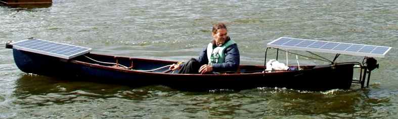 Cedric Lynch testing solar powered canoe