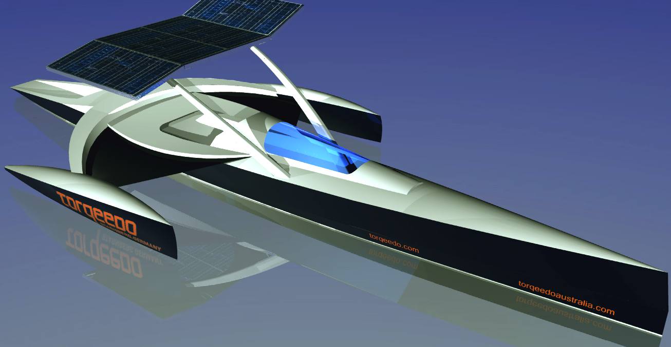Torqueedo solar powered trimaran boat