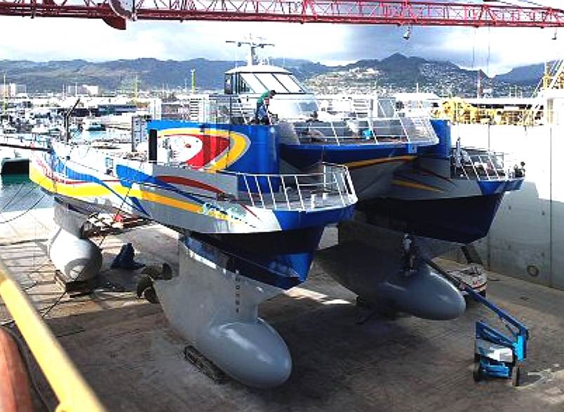 Sea Slice, SWATH vessel prototype in dry dock