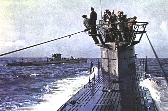 U boat submarines on patrol in the Atlantic