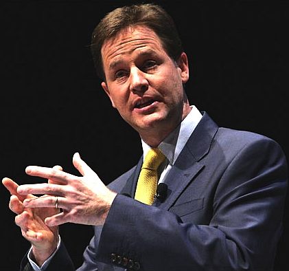 Nick Clegg, Liberal Democrat party, making a speech