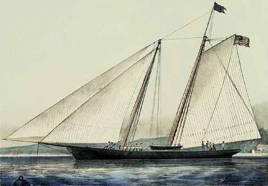 Yacht America in 1851 by Currier & Ives - Americas Cup