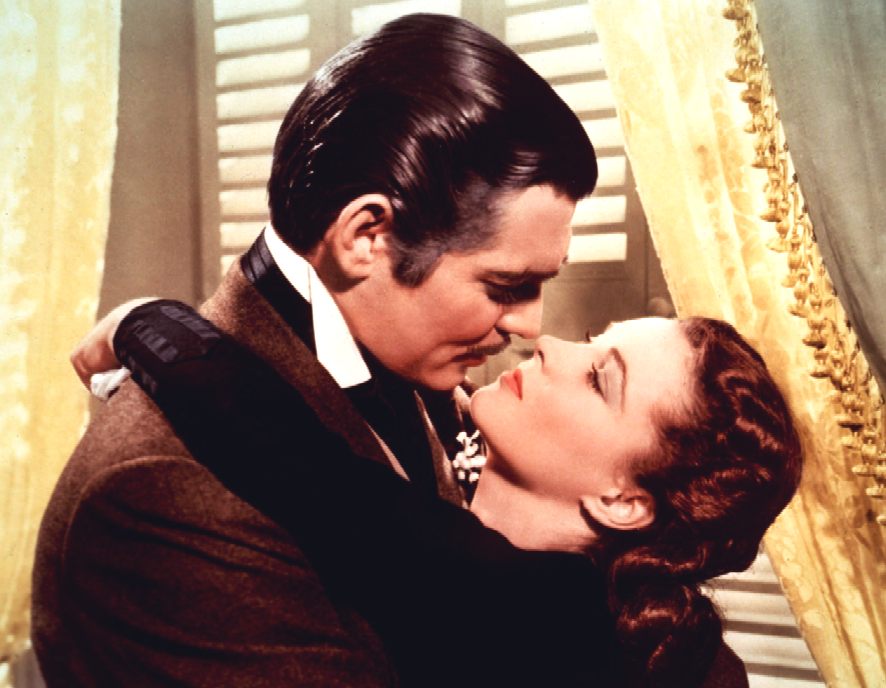 Clark Gable as Rhet Butler and Vivien Leigh as Scarlet O'hara