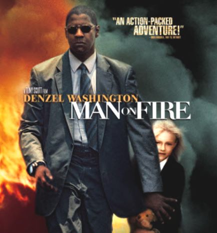 Denzel Washington and Dakota Fanning in Man on Fire, action movie