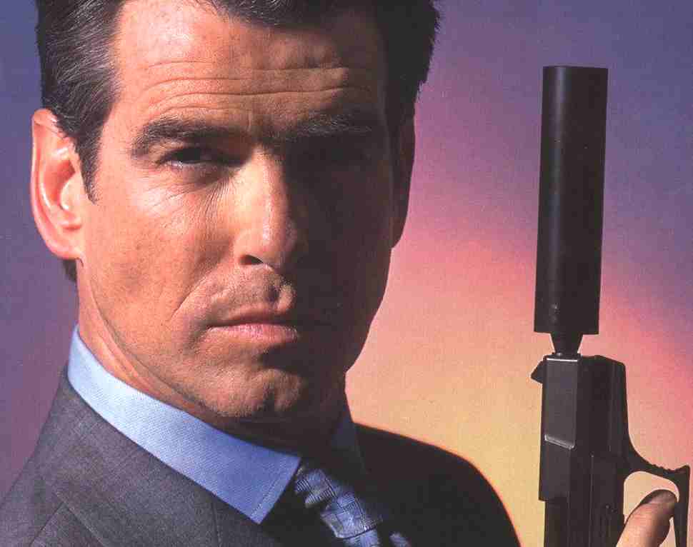 Pierce Brosnan in traditional James Bond pose