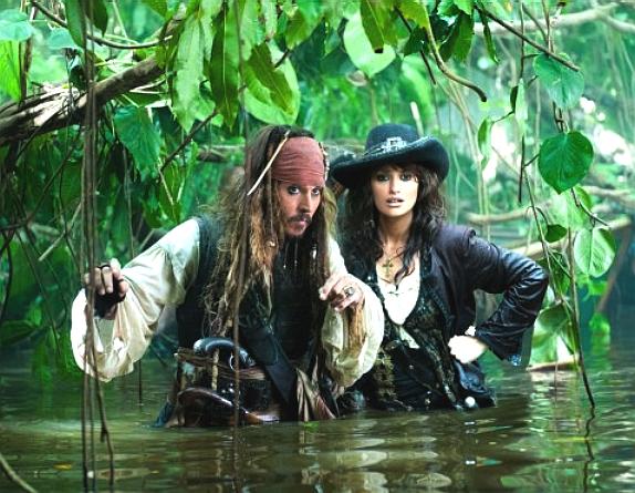 Johnny Depp and Penelope Cruz in Pirates of the Caribbean 4