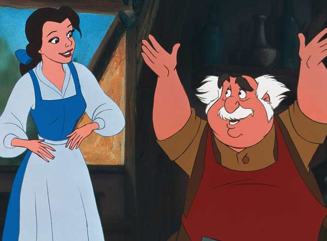 Belle and her father Maurice, Disney Beauty and the Beast