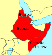 Map of Italian East Africa in 1936