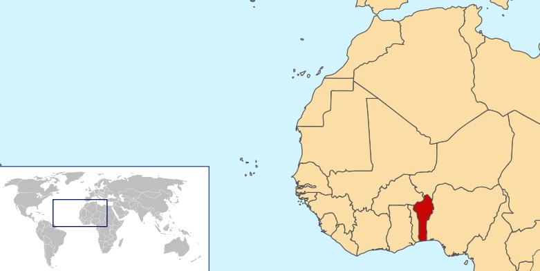World location map, Benin, West Africa