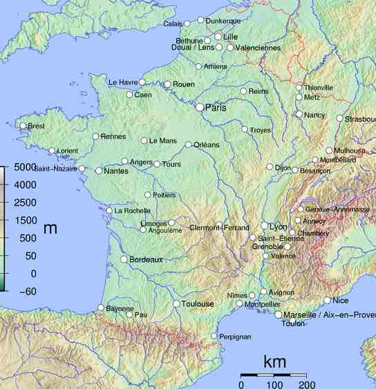 map of france and spain with cities. Map of France