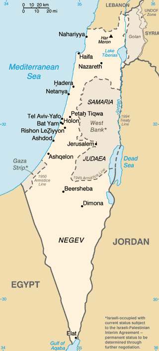 Israel map modern borders 2006
