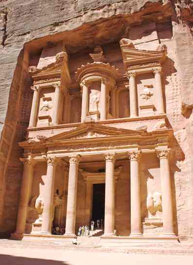 Jordan, Petra ancient city treasury rock carvings