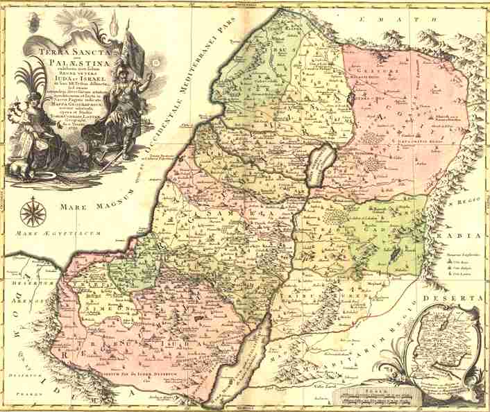 Map of Palestine the Holy Land 12 Tribes