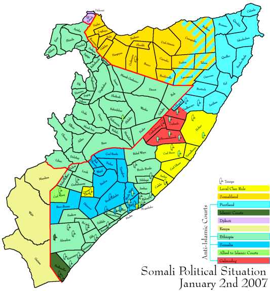political map of africa. Political map of Somalia 2007