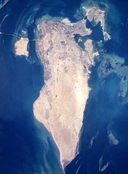 Bahrain from photographed from space by satelite June 1996