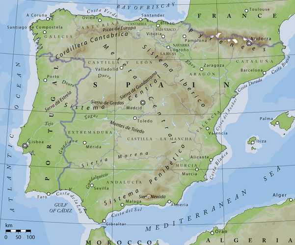 protestant reformation map. Map of the Iberian Peninsula