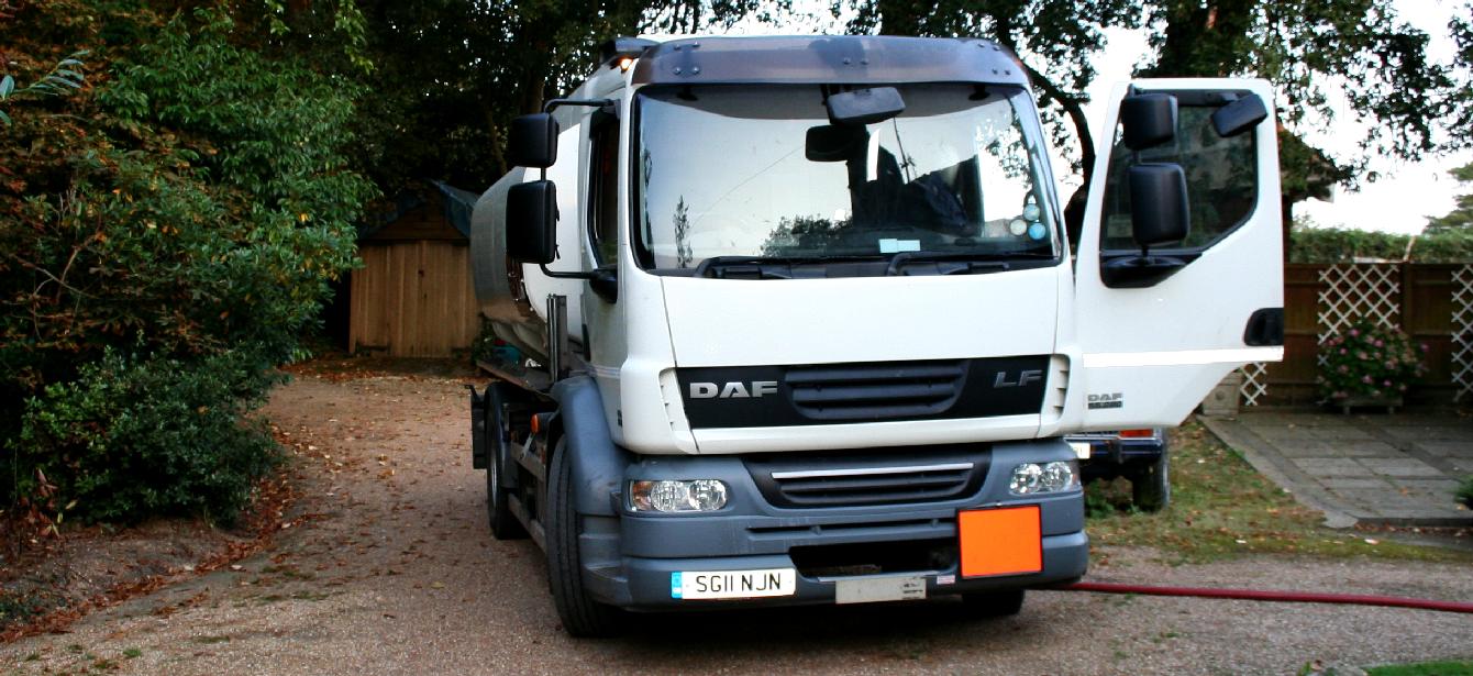 DAF fuel delivery truck, pumping heating oil to the Old Rectory