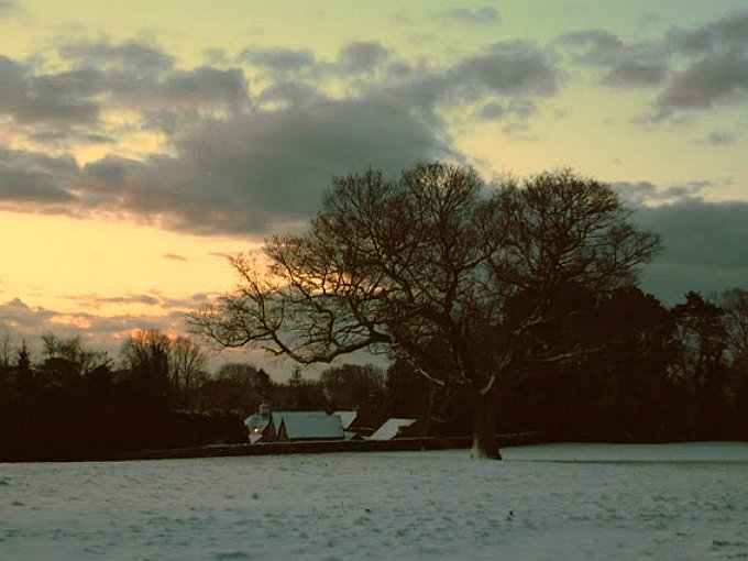 Lime Park, Old Steam House and Rectory snowy winter sunrise