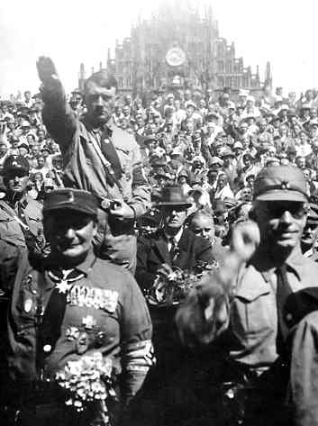 Hitler salutes - Hail to Victory or Sieg Heil der Fuehrer