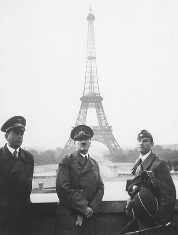 Hitler at the Eiffel Tower.