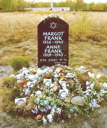 Memorial for Anne and Margot Frank at the former Bergen-Belsen site