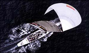 Wind billows the sails as Team New Zealand race to victory in 2000