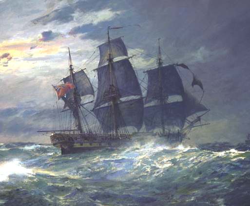 HMS Indefatigable in high seas