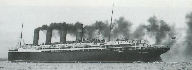 The Lusitania under steam at sea
