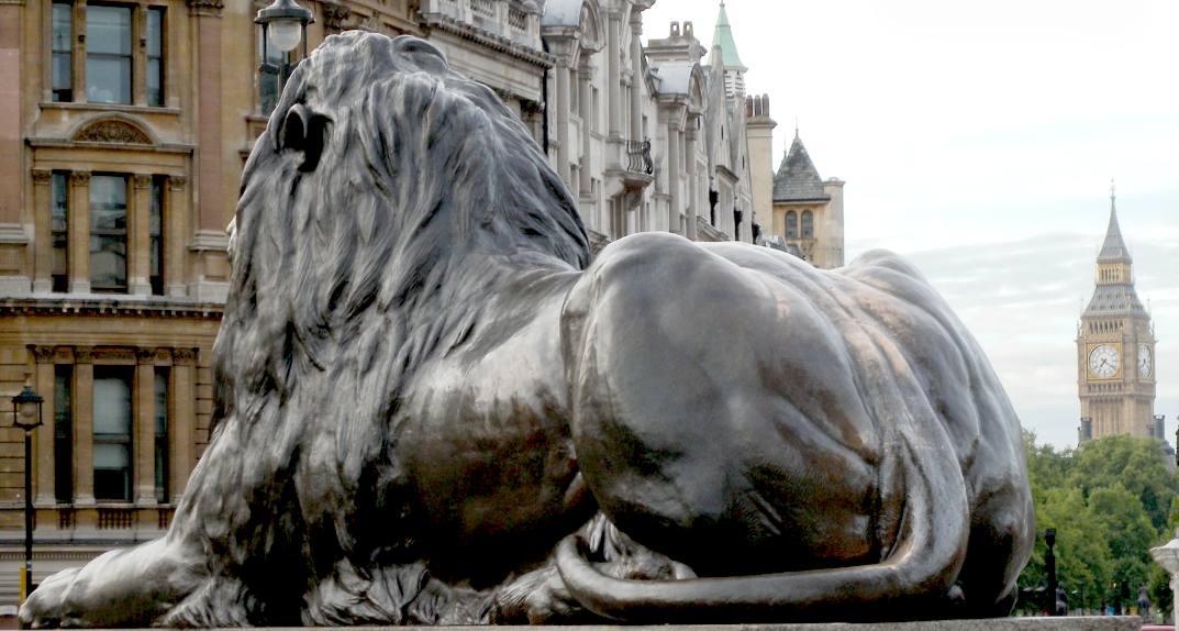 Edwin Landseer sculpted these bronze lion for Nelson's column