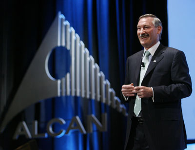 Alcan Inc. chief executive officer Richard Evans talks at the company's 105th annual general meeting April 26 Montreal 2007