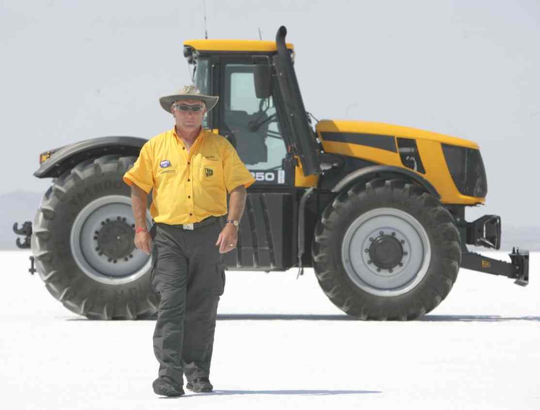 JCB tractor, used as a support vehicle on the Bonneville Salt Flats