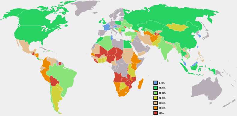 Map of the world showing 