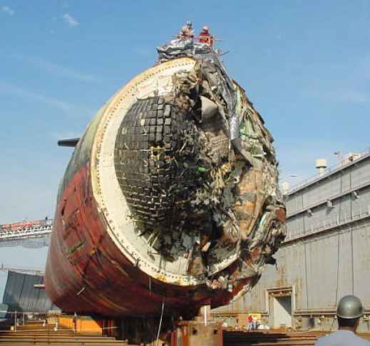 The USS San Francisco's sonar array was damaged when the submarine ran aground