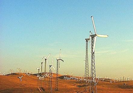 Large wind farm turbine power