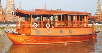 Replica antique rice-barge 'Montha' constructed of golden teak and mahogany Thailand