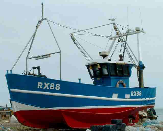 Classic beach launched fishing boat. Fishery: Hastings Fishing Fleet Pelagic 