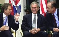 UK prime ministerTony Blair, US president George Bush, France, president Jacques Chirac