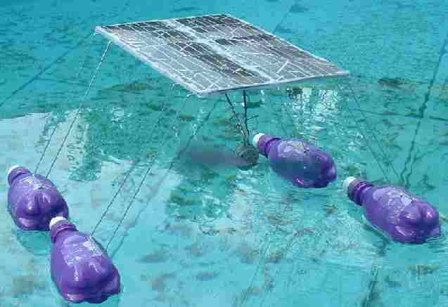 Experimental solar powered quad hulled boat, air screw propulsion