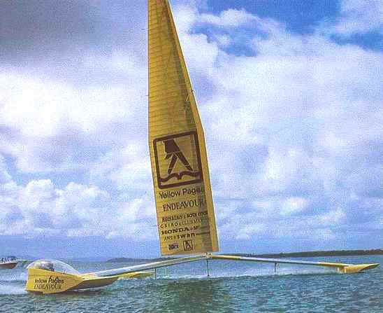 Yellow Pages trimaran Endeavour foil triple hull