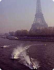 Paris powerboatrace river seine eiffel tower