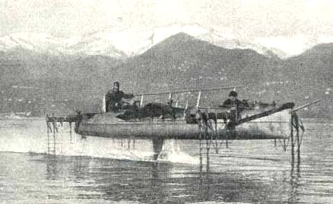 Hydrofoil boat on Lake Maggiore 1910