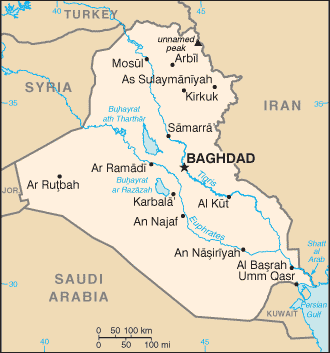 Middle East Map of Iraq war on terrorism