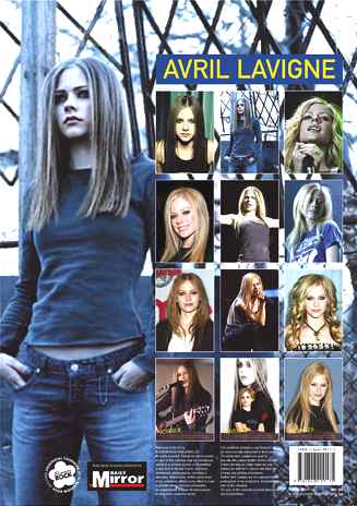 Avril Lavigne's Dailt Mirror calendar poster