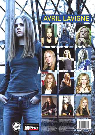 Avril Lavigne's Dailt Mirror calendar poster MUSIC VIDEOS EVENTS NEWS